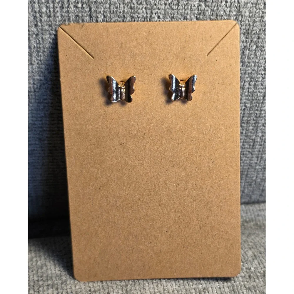 Gold Tone Butterfly Stud Earrings Dainty Minimalist Nature Jewelry for Women